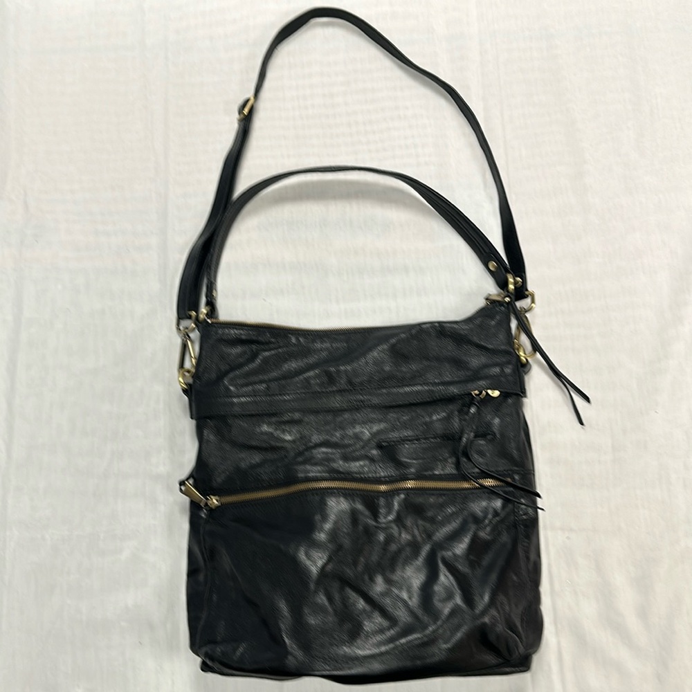 Hobo International Women's Leather Liberty Convertible Crossbody Bag Black